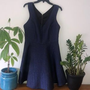 Formal dress deep navy blue with metallic thread